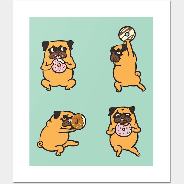 Donut Skip Legday with The Pug Wall Art by huebucket